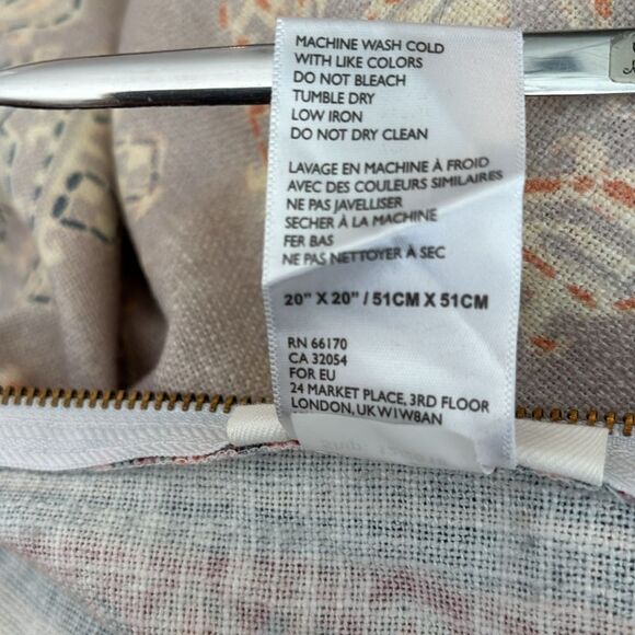 Anthropologie Risa Square Pillow Cover Zippered 20” x 20” - Picture 9 of 11